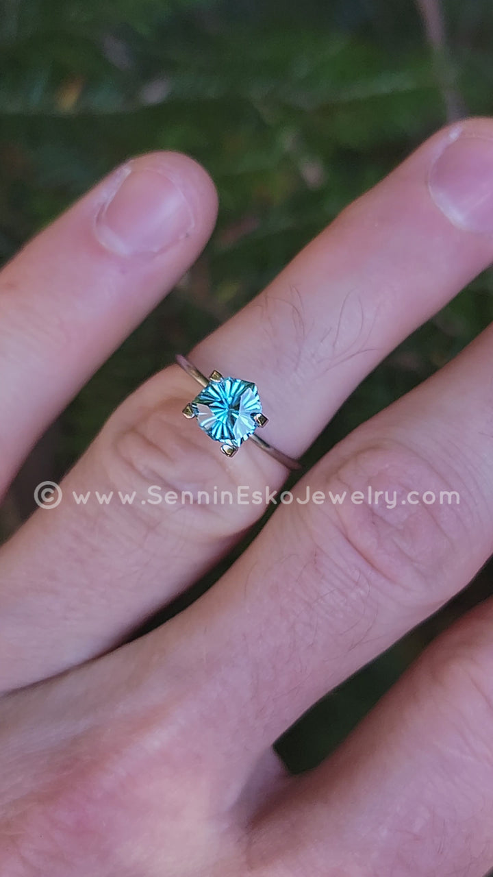 1.9 Carat Blue Zircon Trillion -  7.2x6.7mm - Galaxy Cut