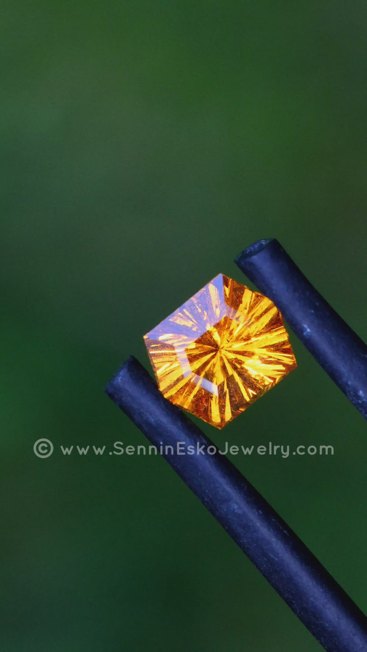 0.89 Carat Spessartite Garnet Hexagon - Fantasy Cut