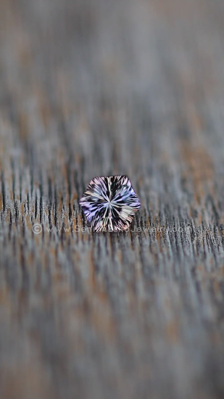 1.1 Carat Lilac/Yellow Tanzanite Hexagon - Unheated -  7x5.9mm - Galaxy Cut - Fantasy Cut