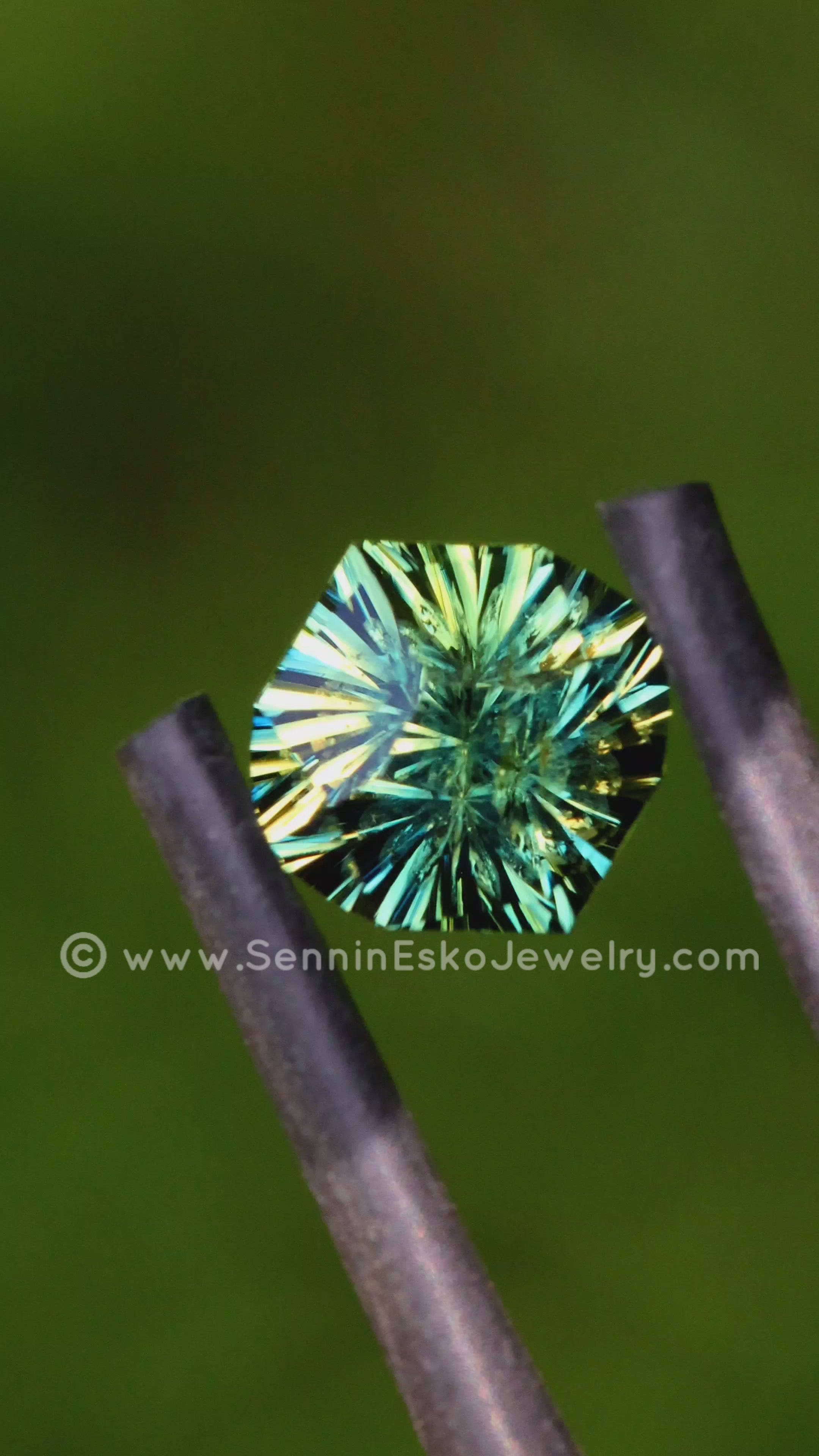 1.6 Carat Green/Yellow Parti Sapphire Octagon - 7.7x7.4mm - Galaxy