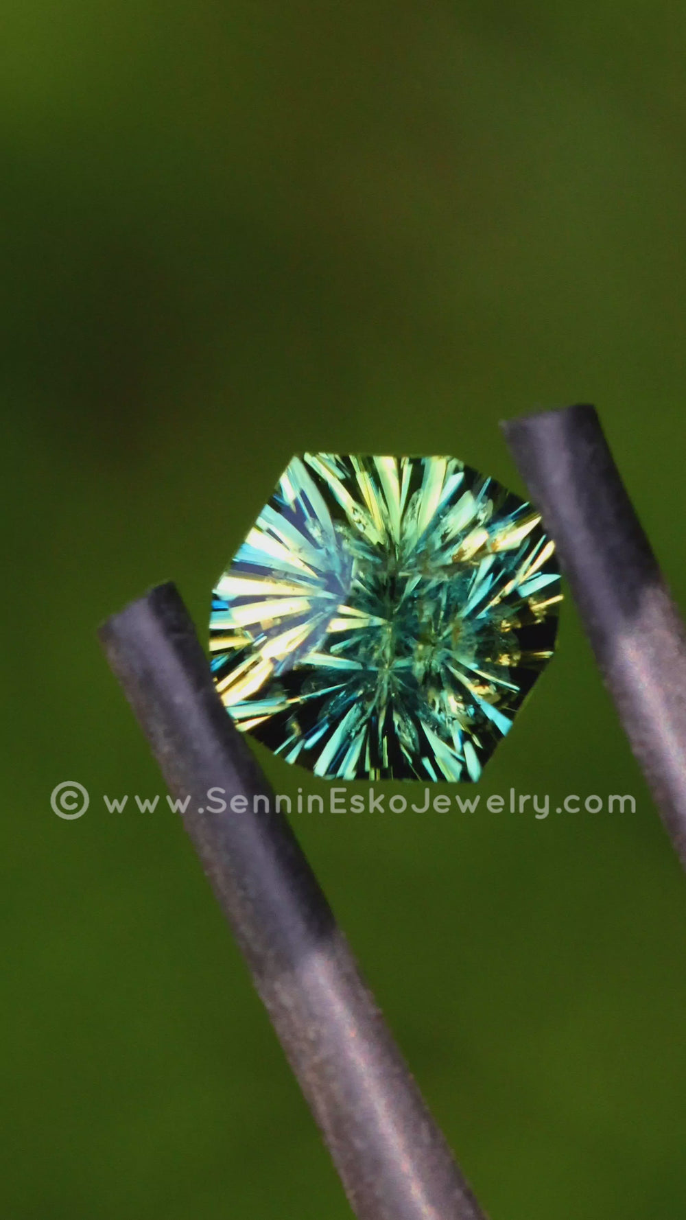 1.6 Carat Green/Yellow Parti Sapphire Octagon -  Fantasy Cut