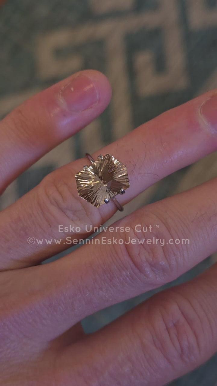 7 Carat Champagne Peach Tourmaline Hexagon - 13.9x9.9mm - Esko Universe Cut ™