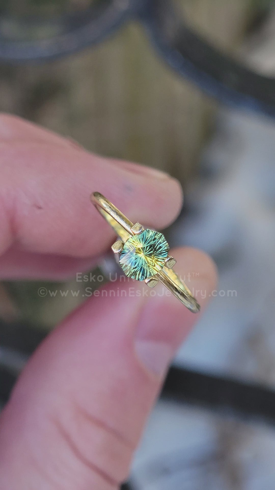 1.2 Carat Yellow/Green Striped Parti Sapphire - 6.5x5.4mm - Esko Universe Cut ™