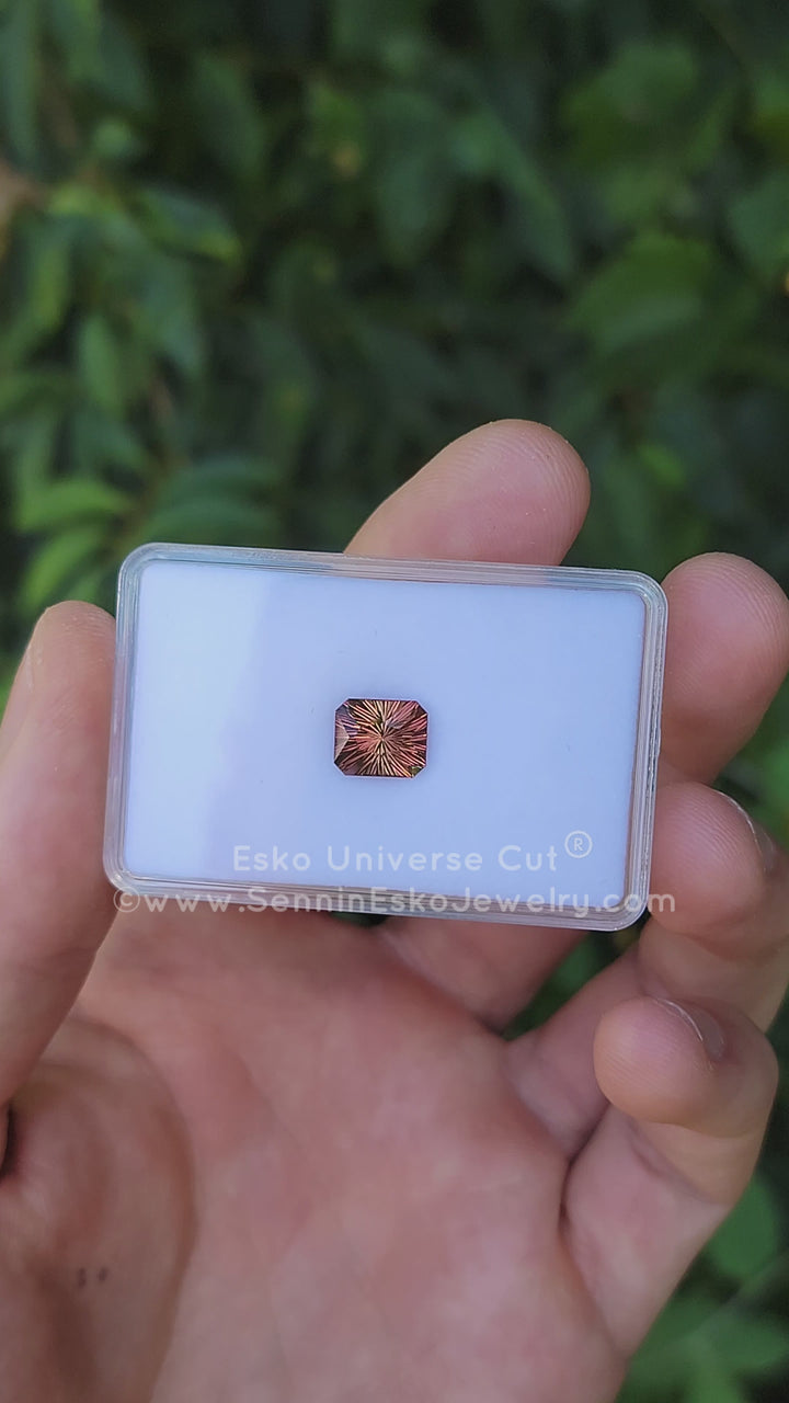 3.7 carat Sunset Tourmaline Rectangular Octagon - 9.6x8mm - Esko Universe Cut ®