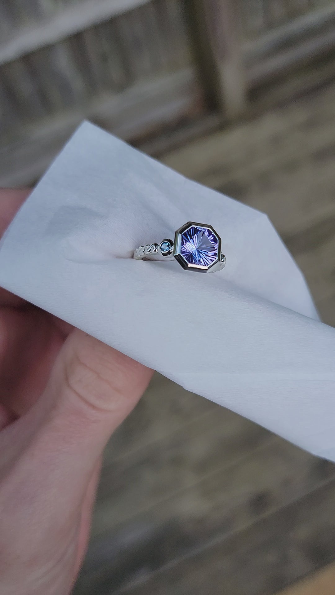 Custom Listing - Tanzanite & Aquamarine Silver Ring