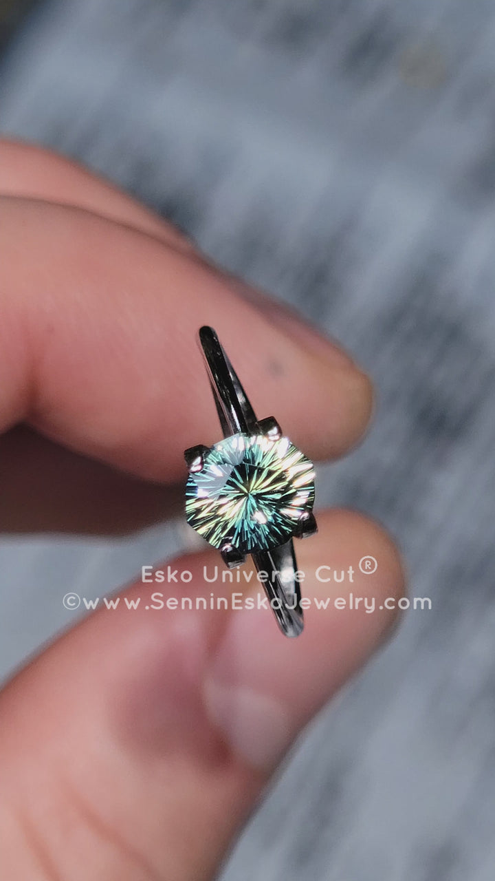 2.2 Carat Yellow/Green Striped Parti Sapphire Moval - 7.9x6.8mm - Esko Universe Cut ®
