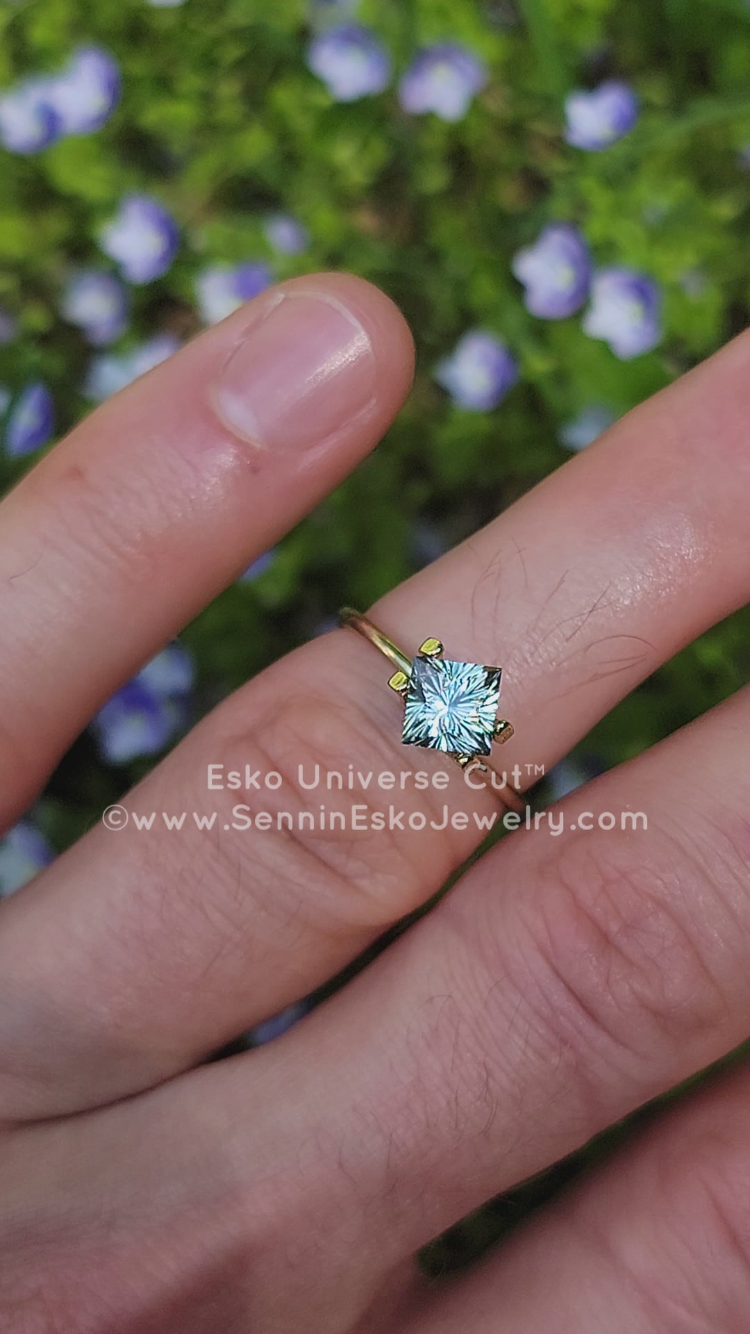 2 Carat Aqua Sapphire Princess Cut - 5.9x8.3mm - Esko Universe Cut ™