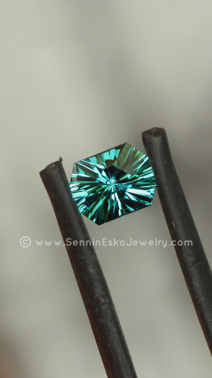 0.7 Carat Blue Tourmaline Octagon -  6.2x4.9mm - Galaxy Cut