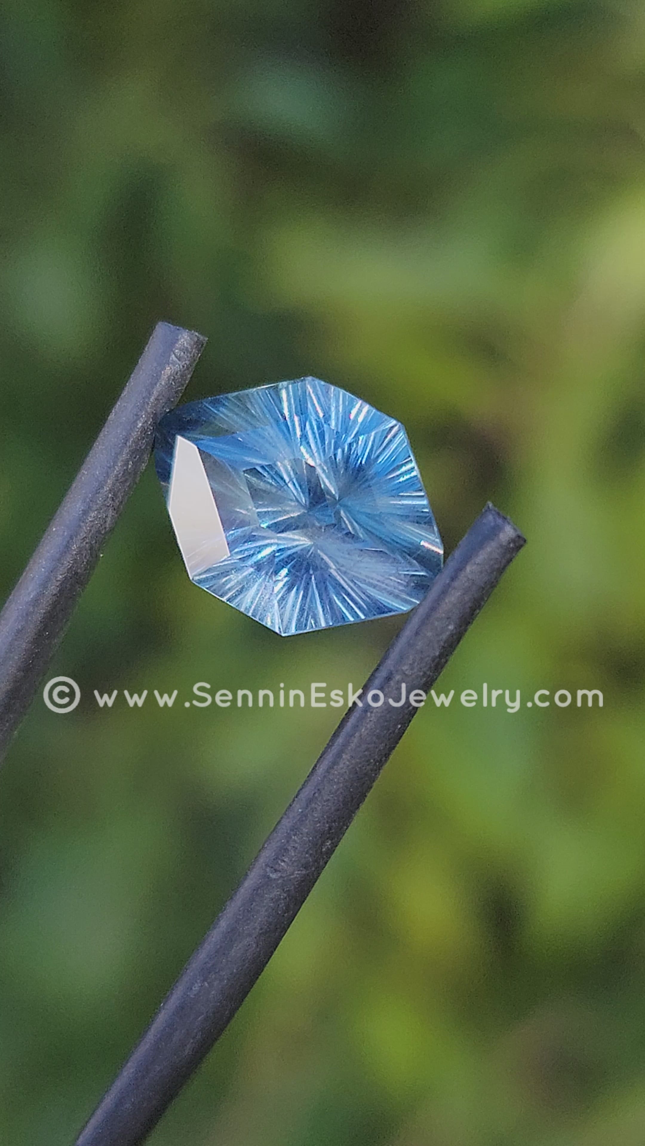 4.6ct Teal Malawi Sapphire Decagon - 12x8.6mm - Galaxy Cut