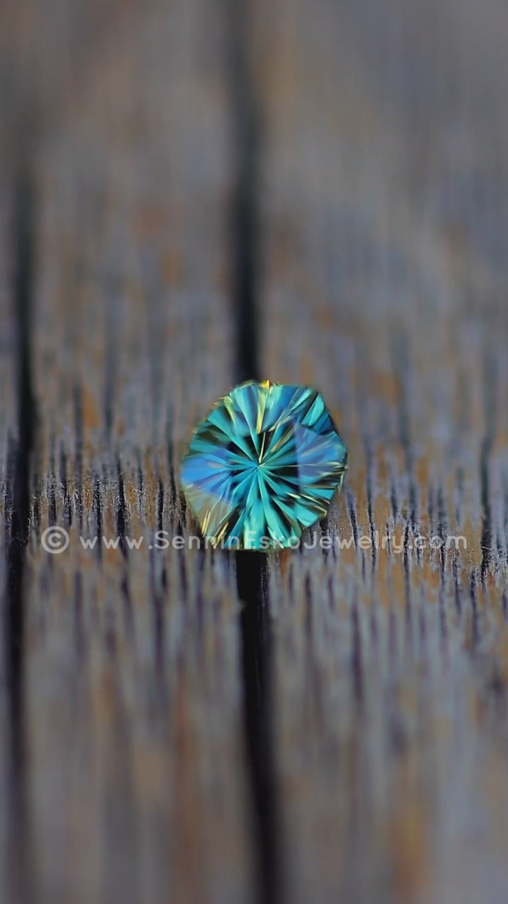 0.9 Carat Green/Yellow Sapphire Hexagonal Cushion -  6.4x5.4mm - Galaxy Cut