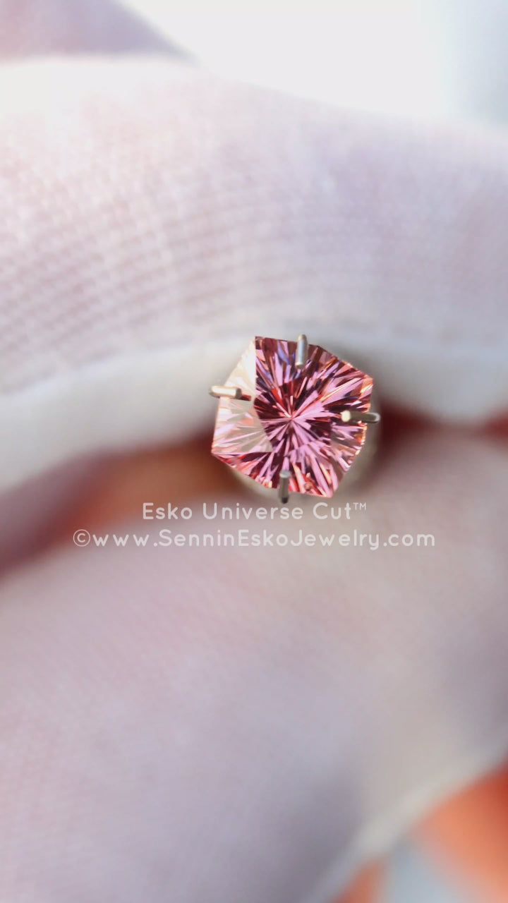 1.45 Carat Salmon Pink Garnet Cushion - 6.3x7.5mm - Esko Universe Cut ™