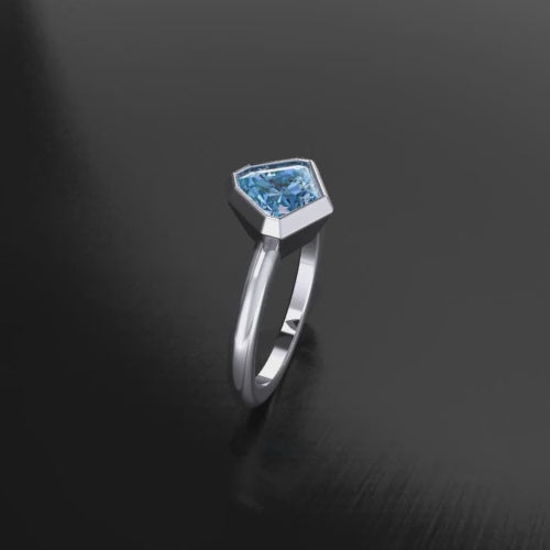 Custom Listing - 1.4 Carat Lagoon Sapphire Kite 18kt White Gold Bezel Ring Setting