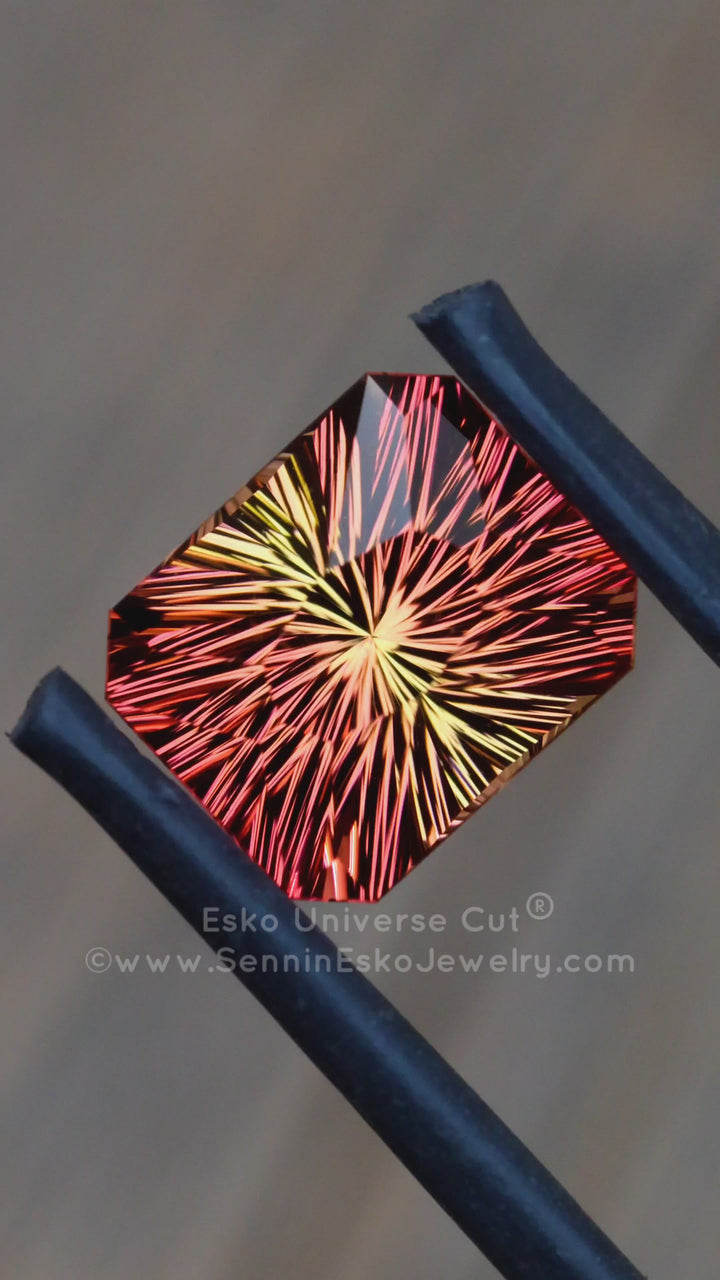 3.7 carat Sunset Tourmaline Rectangular Octagon - 9.6x8mm - Esko Universe Cut ®