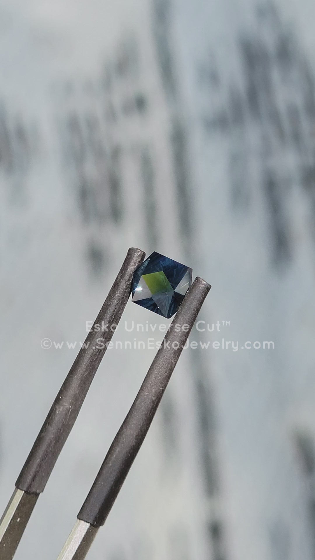 1.6 Carat Very Deep Blue/Green Sapphire Hexagon - 6.7x5.7mm - Esko Universe Cut ™