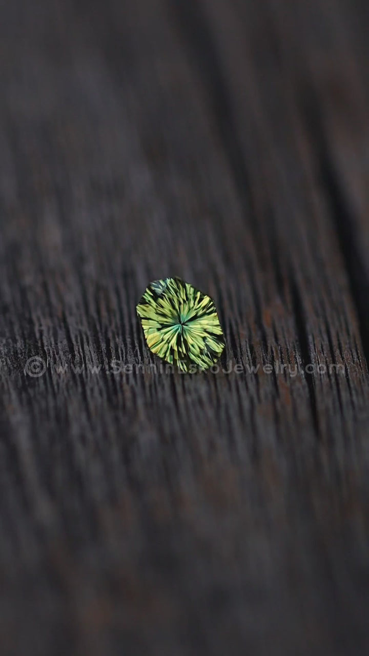 1.2 Carat Parti Green/Yellow Sapphire Cushion - 7.2x5.9mm - Esko Universe Cut ™