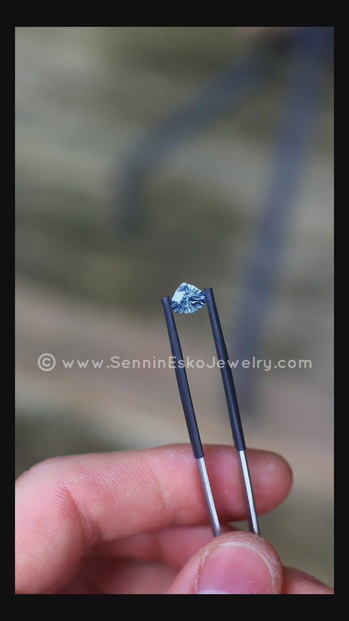 1.6 carat Open Blue Sapphire Triangle - 7.9x6.7mm - Galaxy Cut