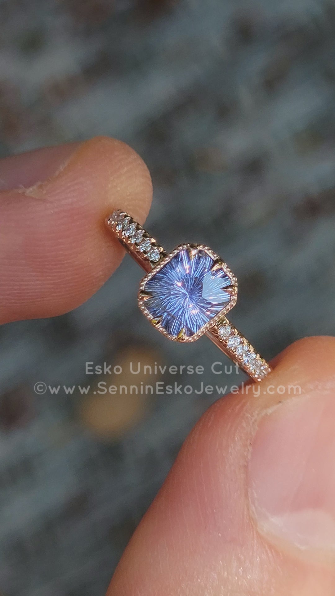 READY TO SHIP 1.5 Carat Violet Sapphire Octagon Rose Gold Ring - Size 6.5