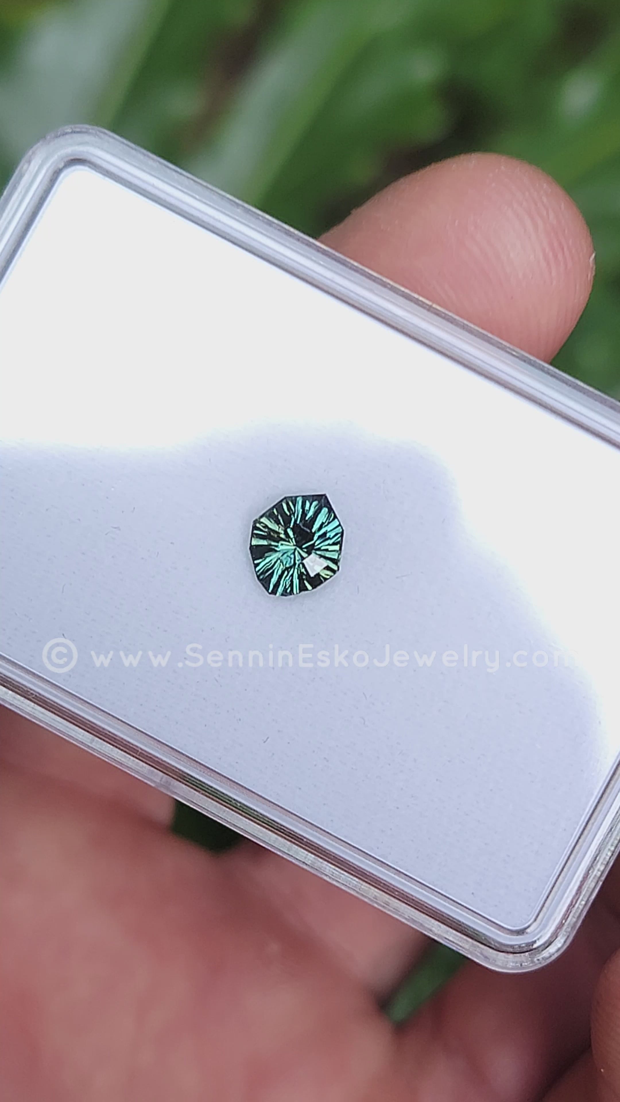 1.5 Carat Blue/Green Sapphire Shield - 7.7x6.7mm - Galaxy Cut