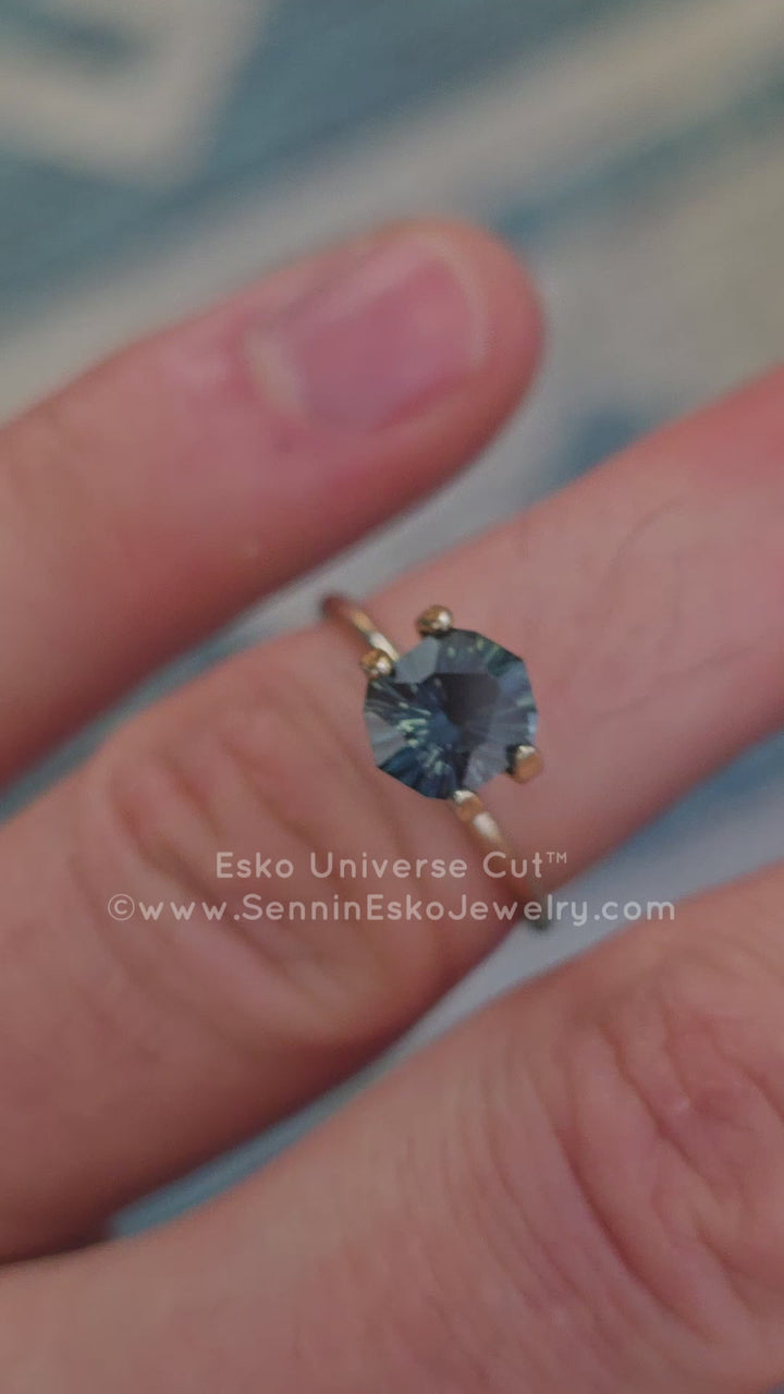 1.7 Carat Blue/Green Sapphire Hexagonal Cushion- 7.7x6.4mm - Esko Universe Cut ™