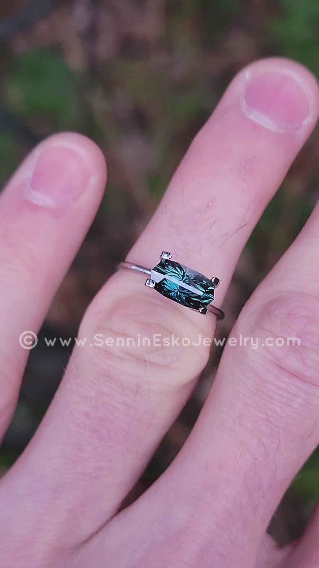 2.5 Carat Blue/Green Sapphire Long Cushion -  9.9x5.2mm - Esko Universe Cut ™