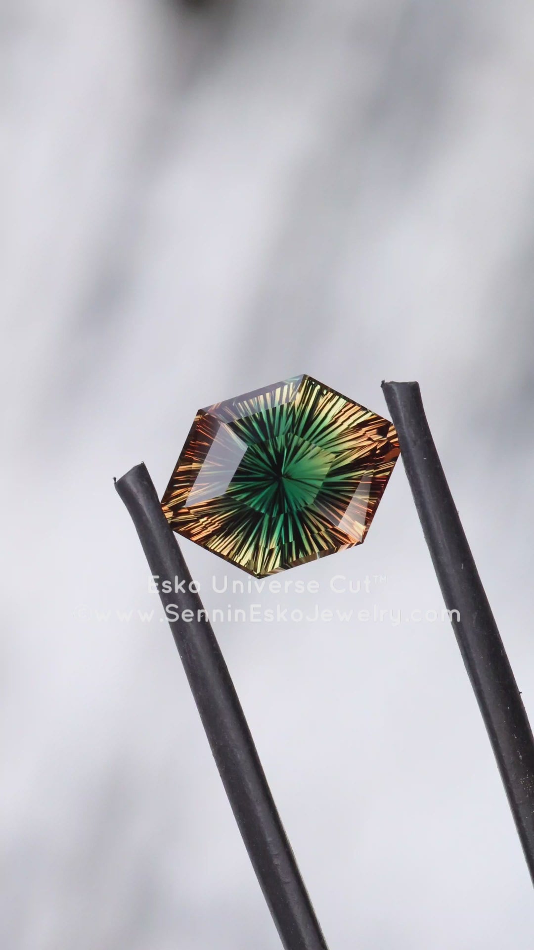 3.8 Carat Green/Orange Oregon Sunstone - 12x8.8mm - Esko Universe Cut ™