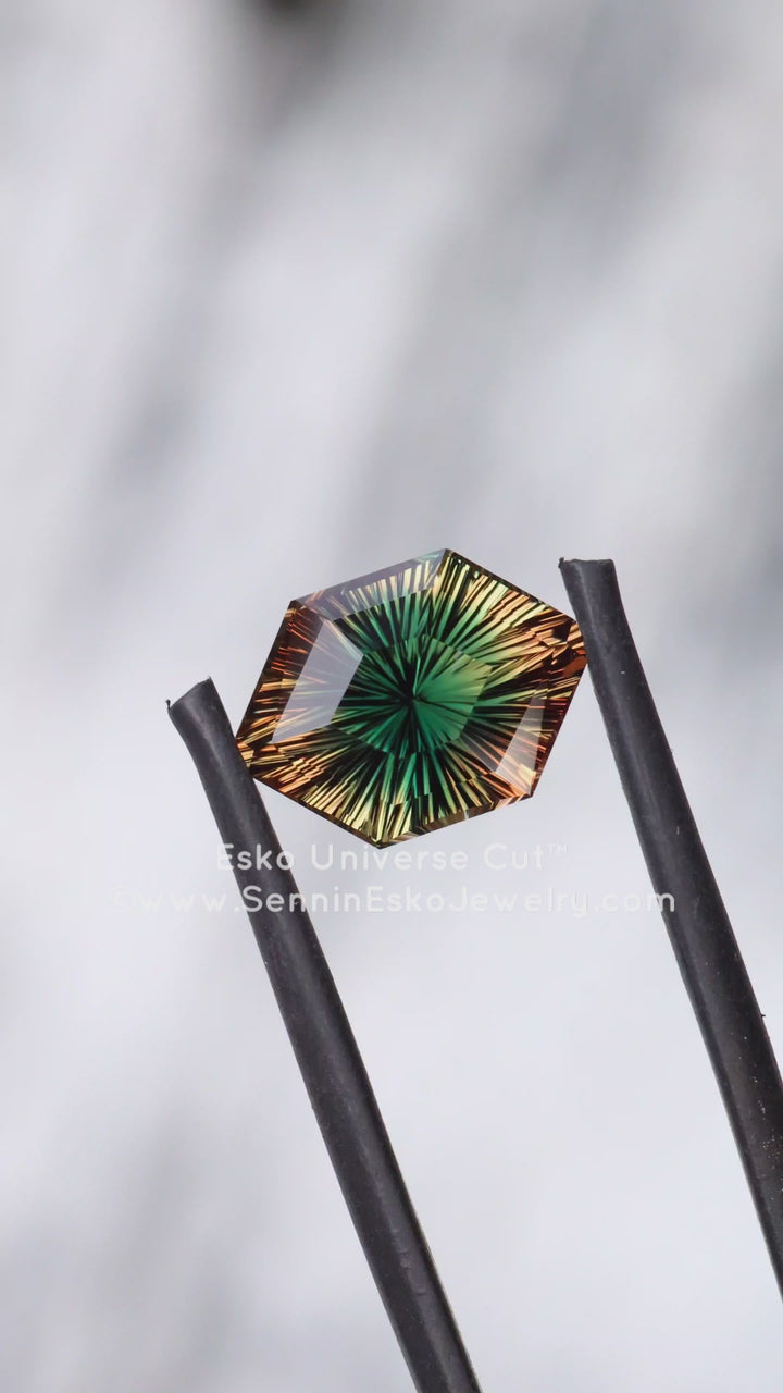 3.8 Carat Green/Orange Oregon Sunstone - 12x8.8mm - Esko Universe Cut ™