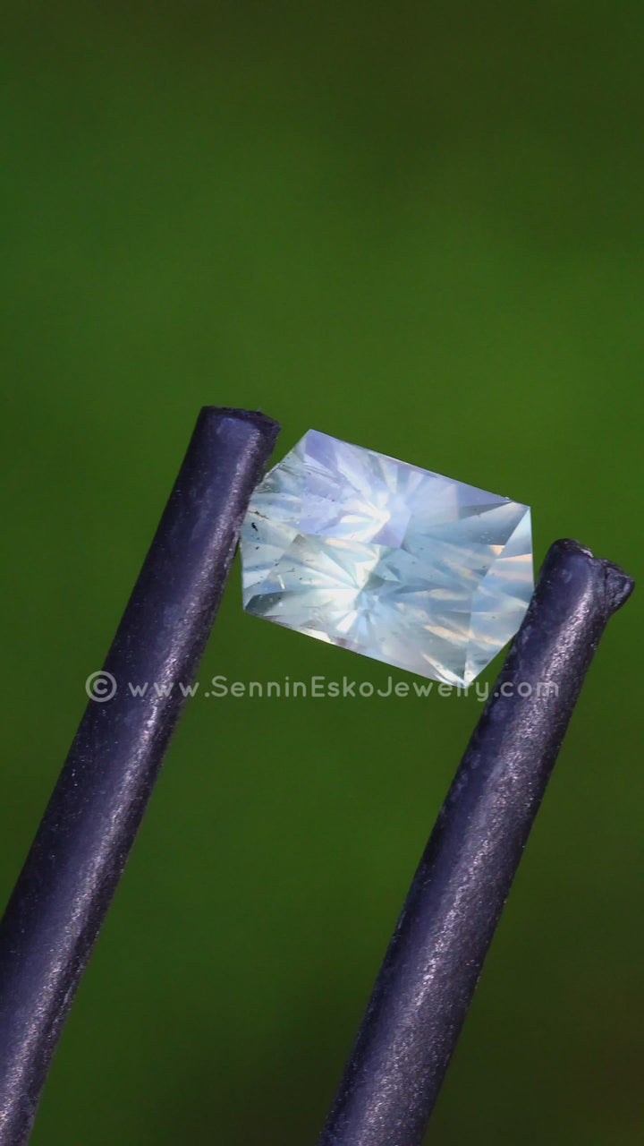 1 Carat Yellow/Green Montana Sapphire Octagon -  6.8x4.1mm - Galaxy Cut - Fantasy Cut