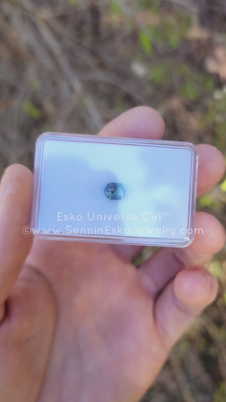 1.5 Carat Blue/Green Sapphire Hexagonal Cushion - 7.5x5.9mm - Esko Universe Cut ™