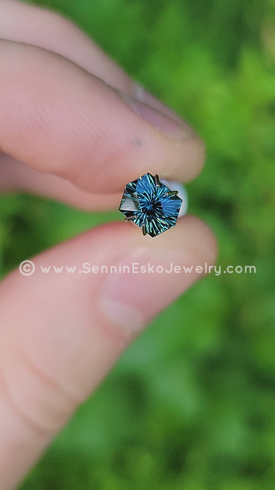 1.37 Carat Blue & Green Sapphire Hexagon - 7.3x5.5mm, Fantasy Cut