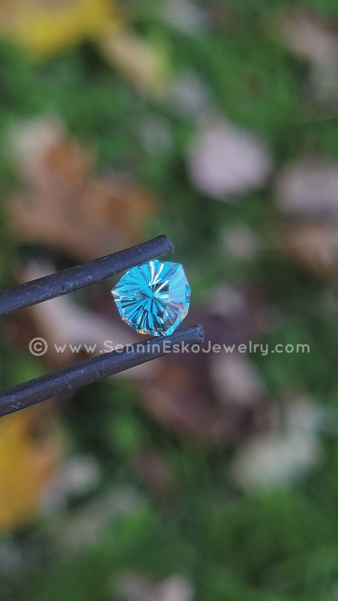 1.9 Carat Blue Zircon Trillion -  7.2x6.7mm - Galaxy Cut