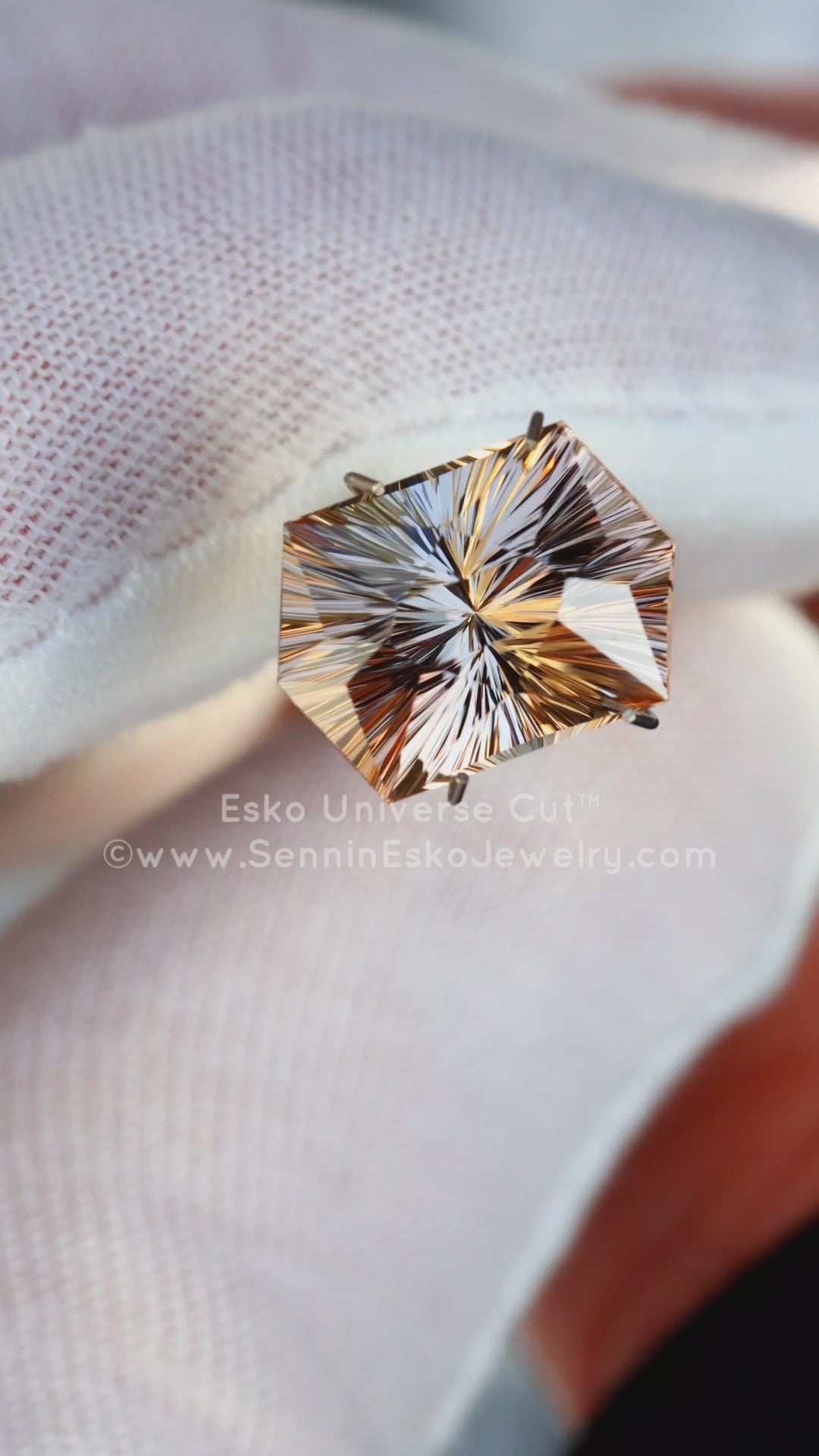 7 Carat Champagne Peach Tourmaline Hexagon - 13.9x9.9mm - Esko Universe Cut ™