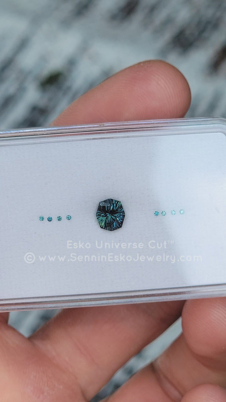 Custom Listing - Ring setting for 1.3 carat Blue/Green Sapphire