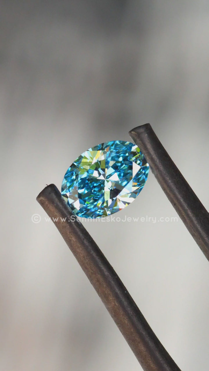 0.81 Carat Vivid Blue Diamond Oval- 7.3x5.3mm - Lab Grown