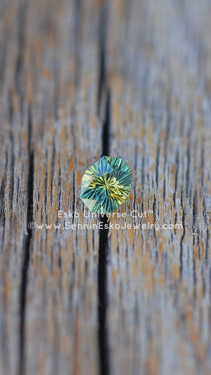 1.2 Carat Yellow/Green Striped Parti Sapphire - 6.5x5.4mm - Esko Universe Cut ™