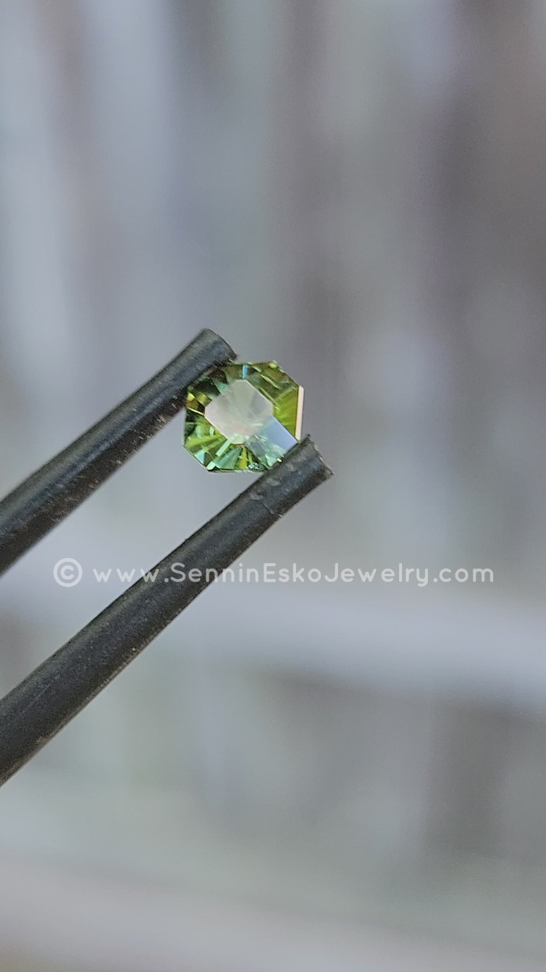 (Less Than Perfect) 0.58 carat Yellowish Green Sapphire Octagon -  Precision Cut, 4.8x5.1mm