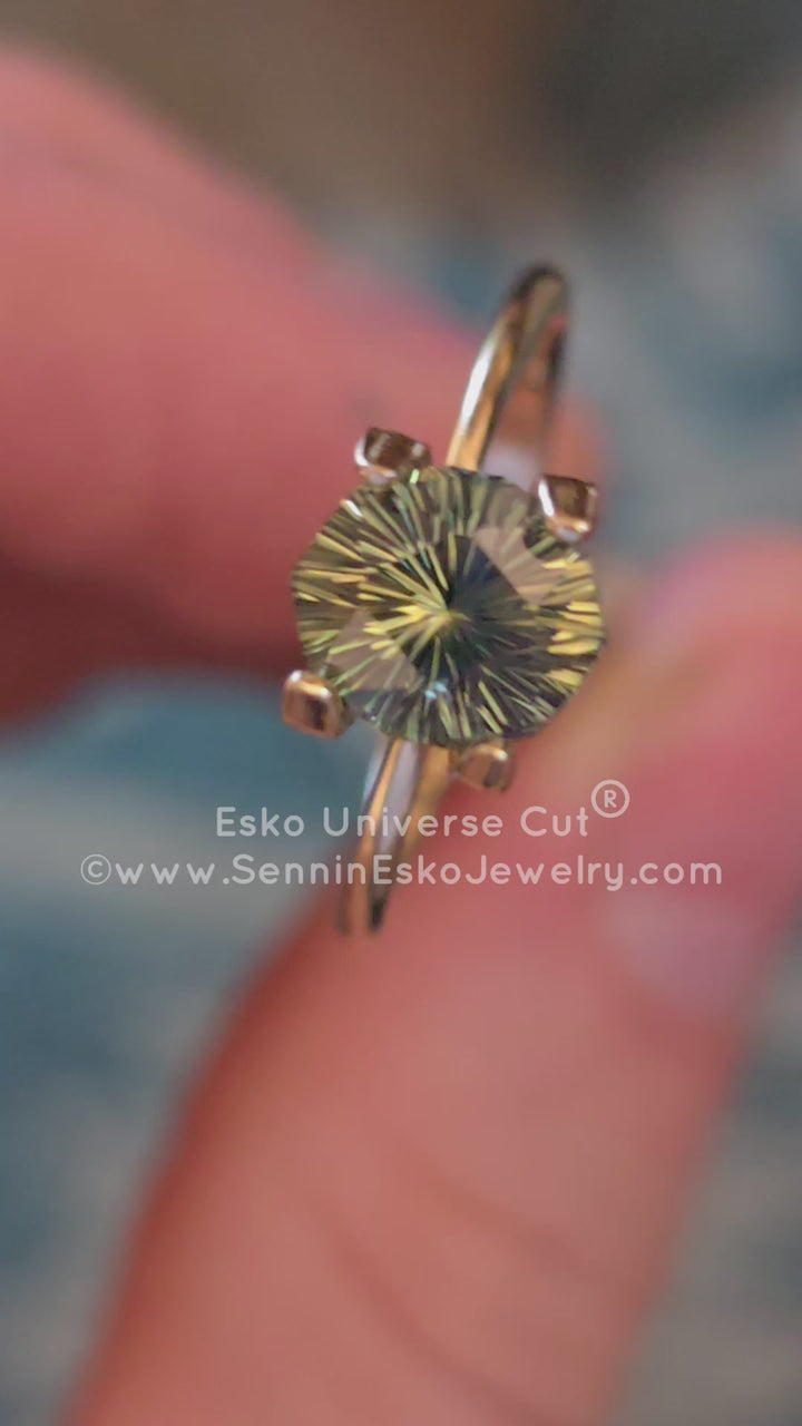 2.2 Carat Yellow/Green Striped Parti Sapphire Moval - 7.9x6.8mm - Esko Universe Cut ®