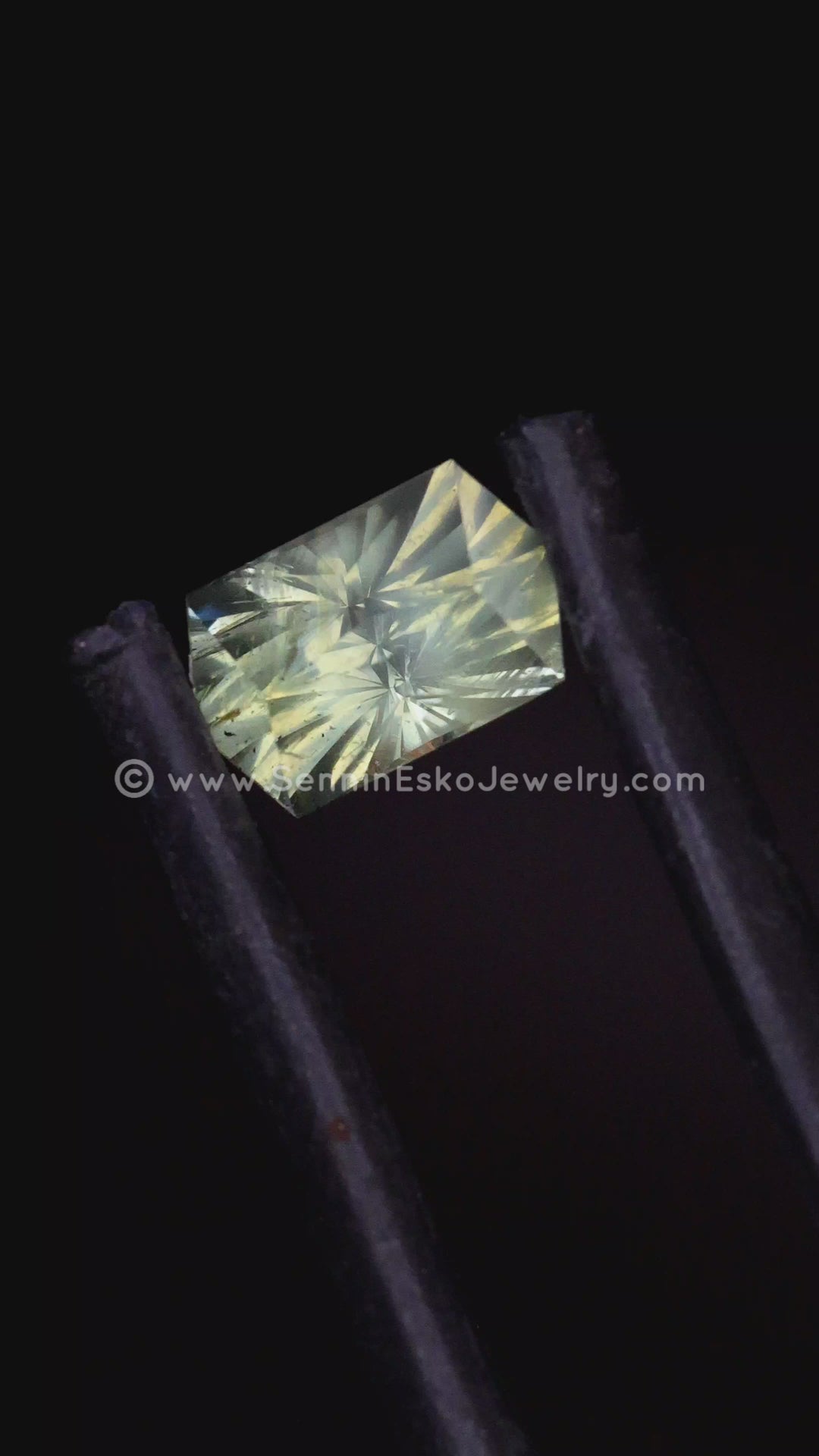 1 Carat Yellow/Green Montana Sapphire Hexagon -  6.8x4.1mm - Galaxy Cut