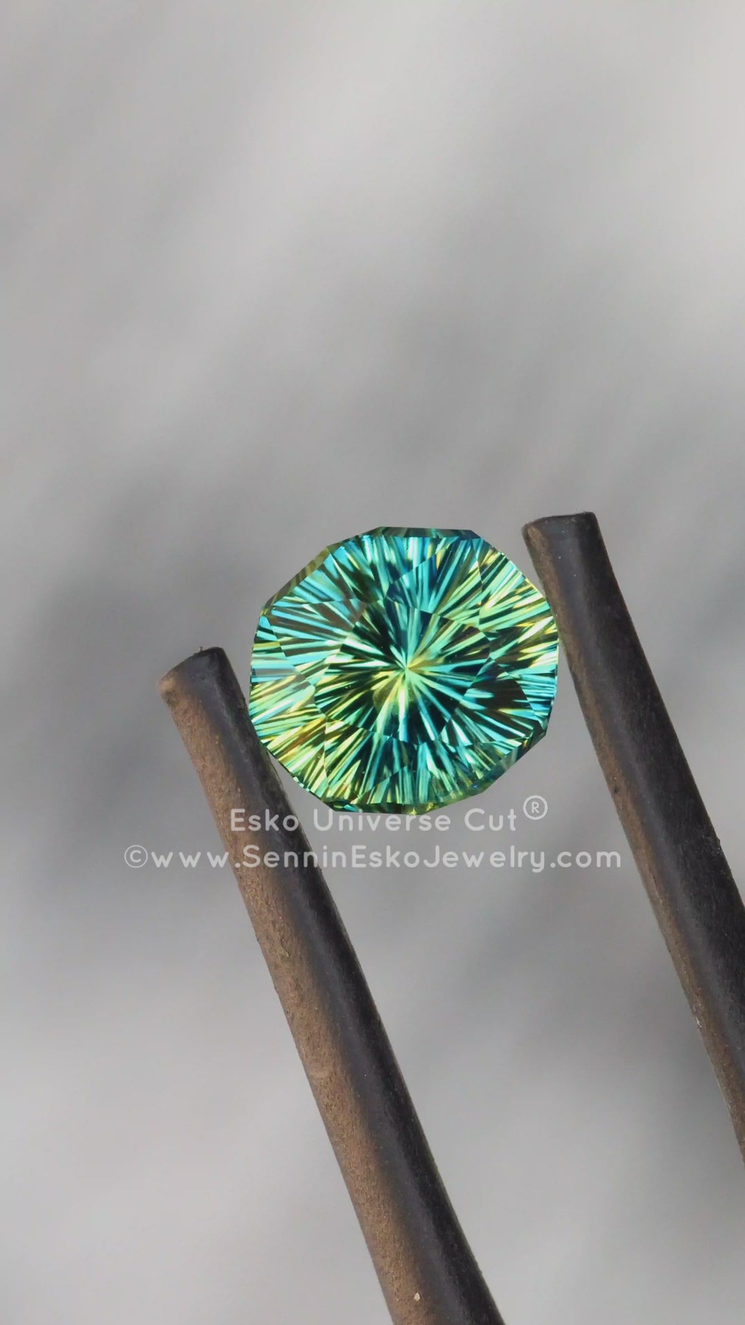 2.2 Carat Yellow/Green Striped Parti Sapphire Moval - 7.9x6.8mm - Esko Universe Cut ®