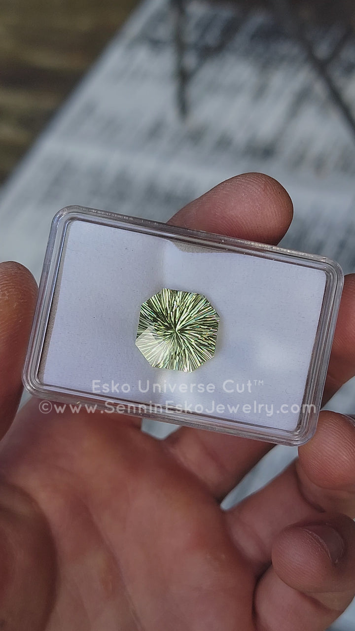12.5 Carat Lime Heliodor Square Octagon - 15.2x16.2mm - Esko Universe Cut ™