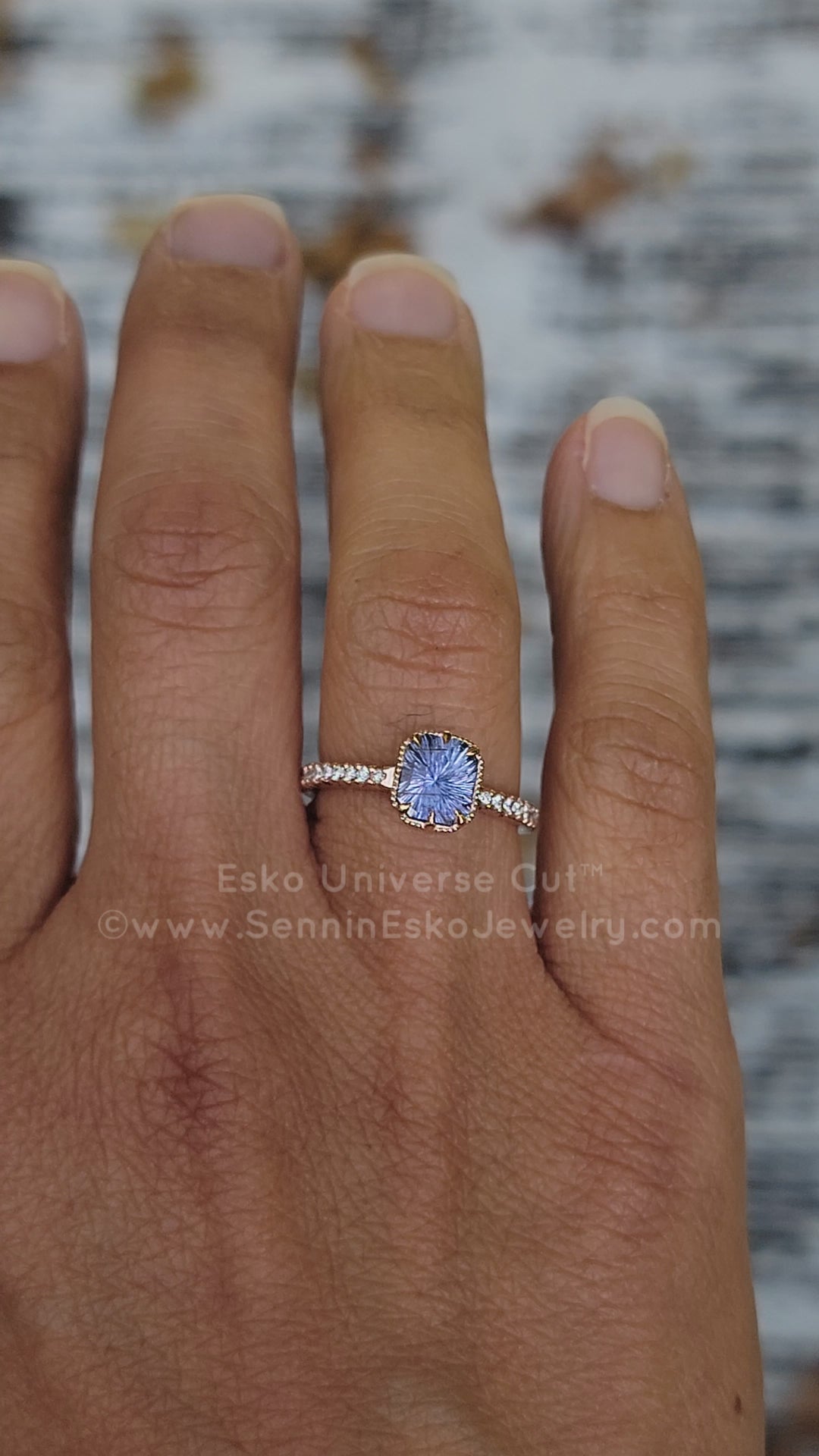 READY TO SHIP 1.5 Carat Violet Sapphire Octagon Rose Gold Ring - Size 6.5