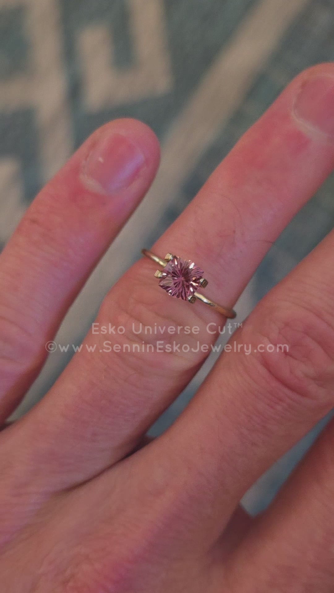 1.45 Carat Salmon Pink Garnet Cushion - 6.3x7.5mm - Esko Universe Cut ™