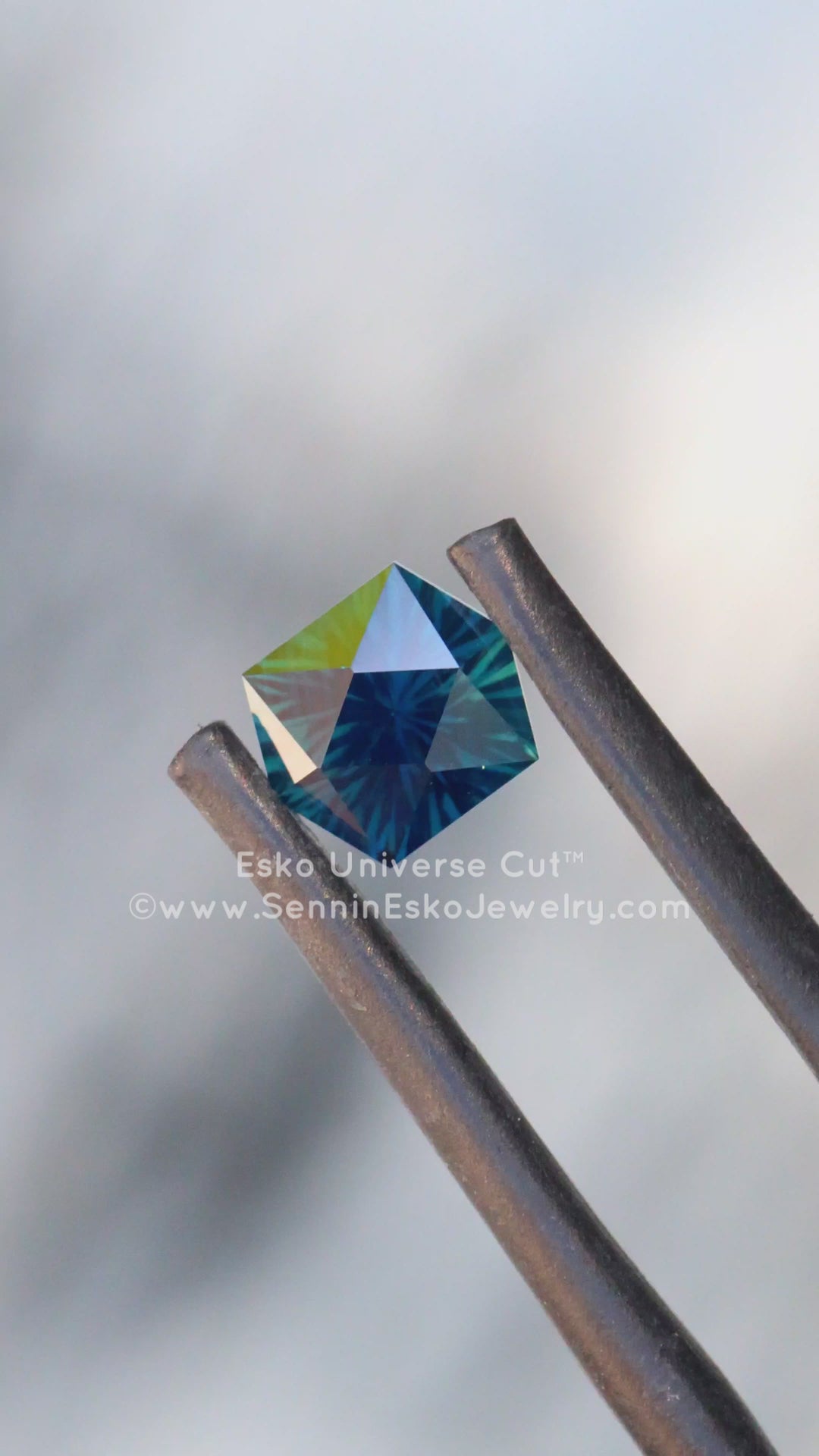 1.6 Carat Very Deep Blue/Green Sapphire Hexagon - 6.7x5.7mm - Esko Universe Cut ™