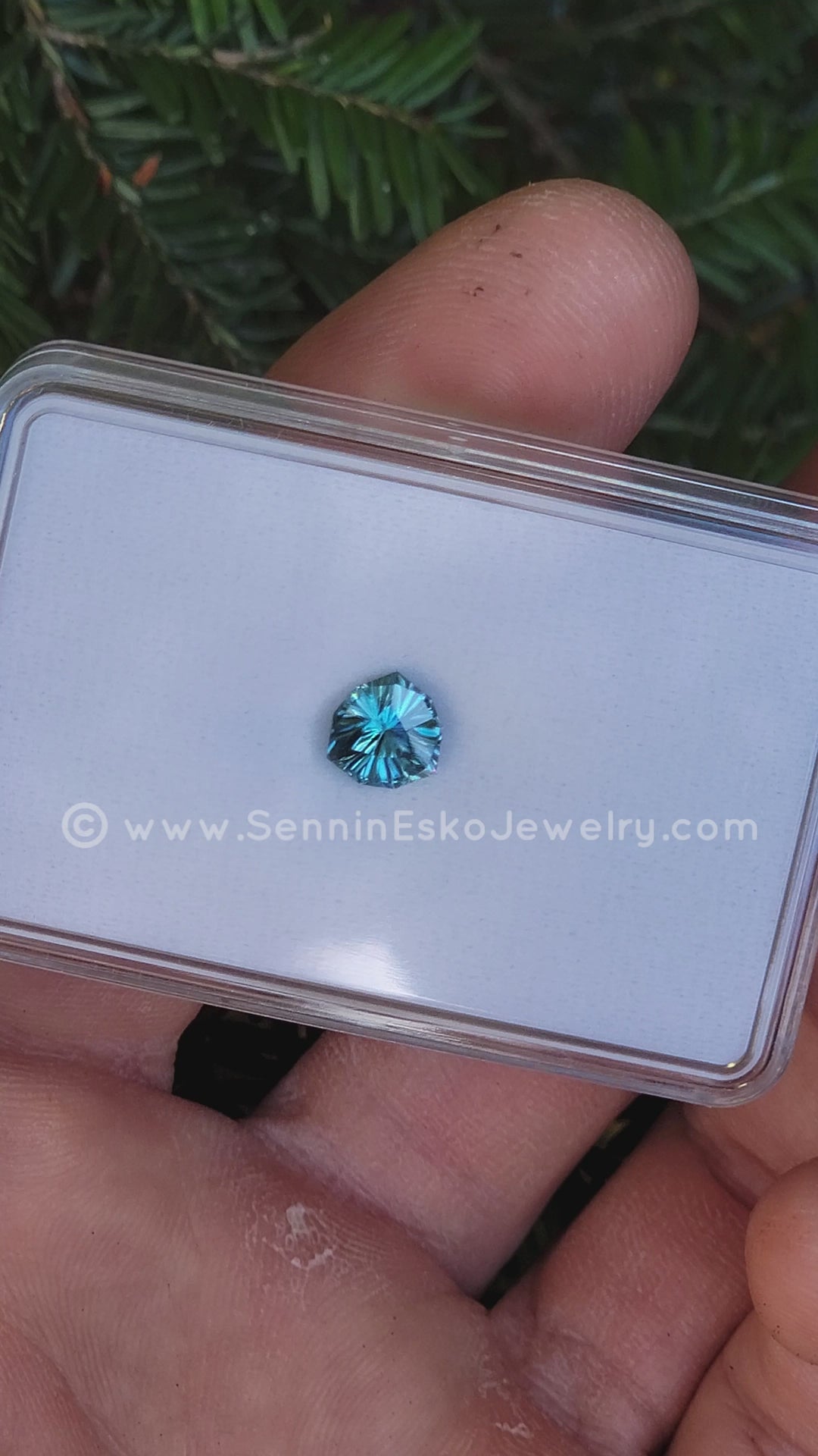 1.9 Carat Blue Zircon Trillion -  7.2x6.7mm - Fantasy Cut