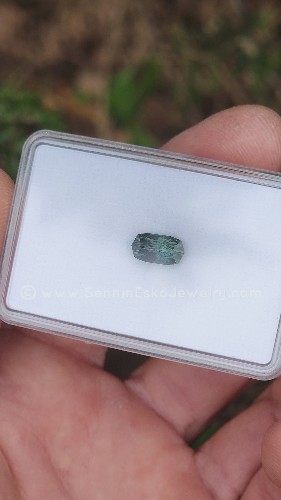 2.5 Carat Blue/Green Sapphire Long Cushion -  9.9x5.2mm - Galaxy Cut