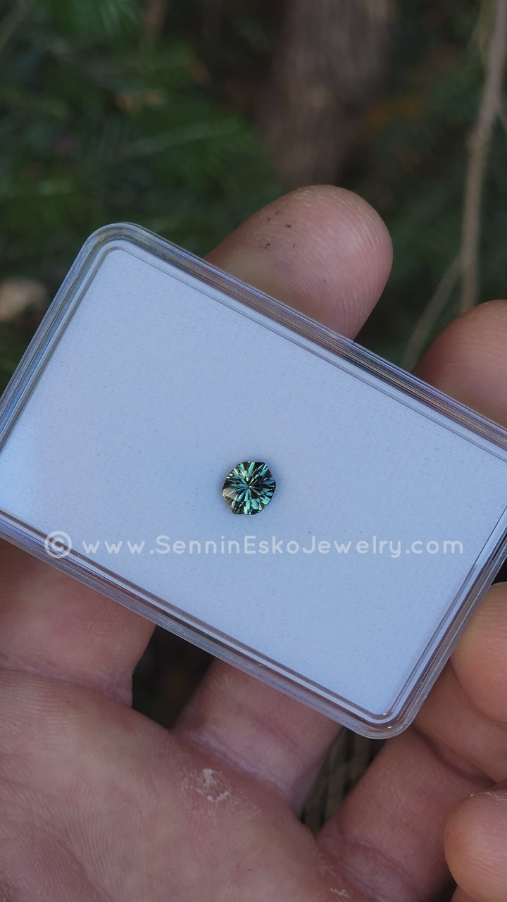 0.9 Carat Green/Yellow Sapphire Hexagonal Cushion -  6.4x5.4mm - Galaxy Cut