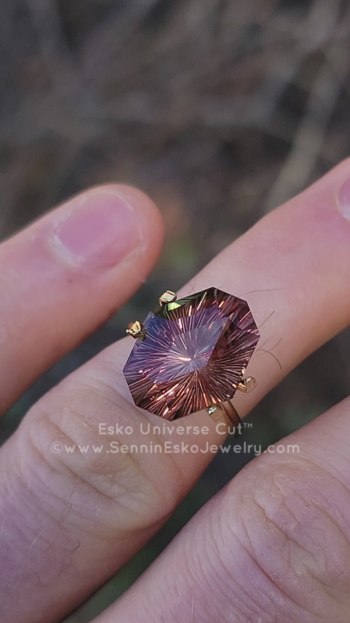 9.4 Carat Burnt Orange/Green Oregon Sunstone - 16x12.5mm - Esko Universe Cut ™