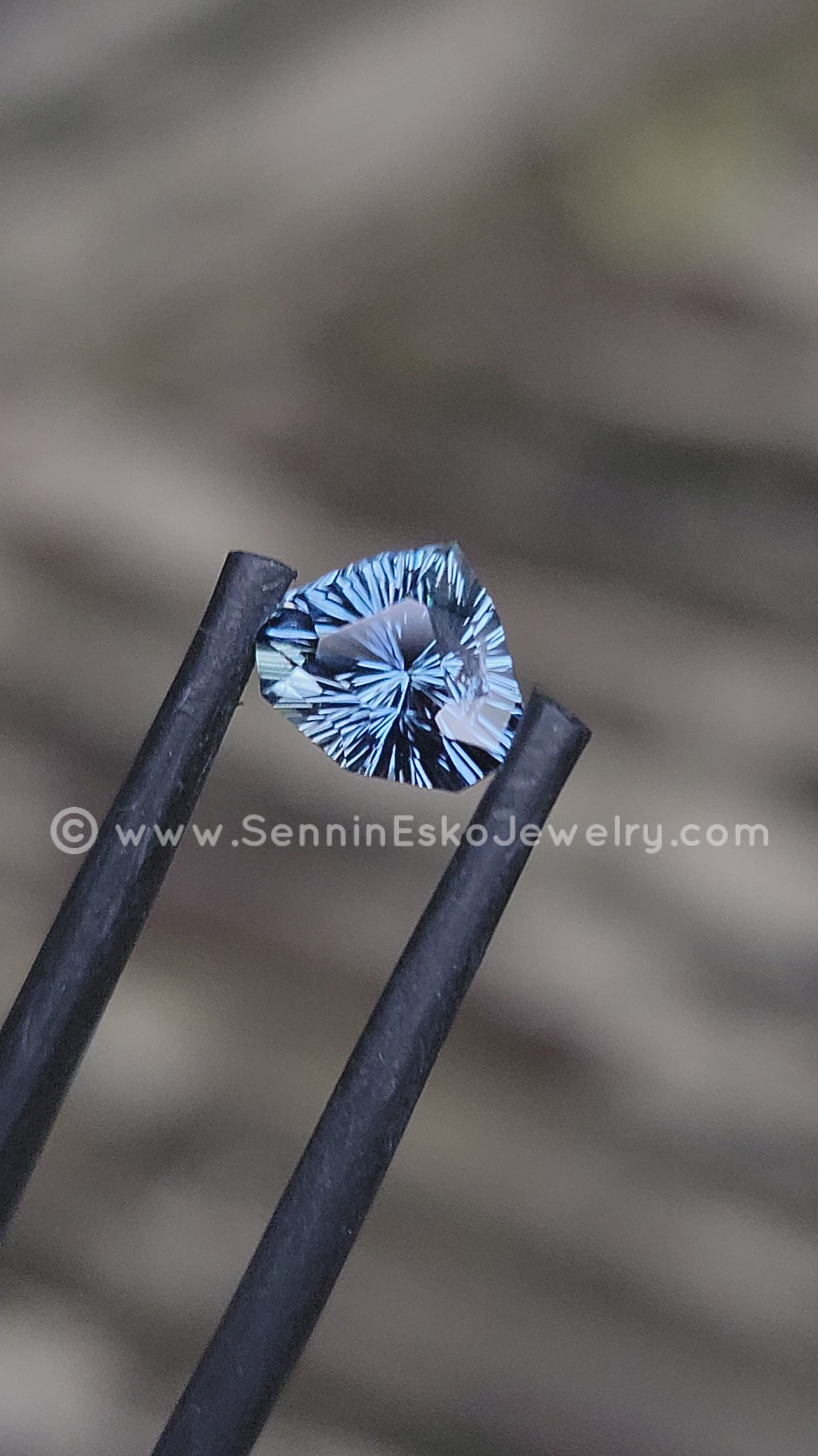 1.6 carat Open Blue Sapphire Triangle - 7.9x6.7mm - Galaxy Cut