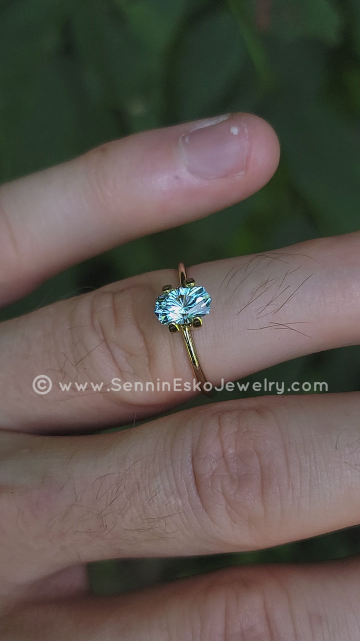 0.9 Carat Aquamarine Octagon -  7.7x4.9mm - Fantasy Cut