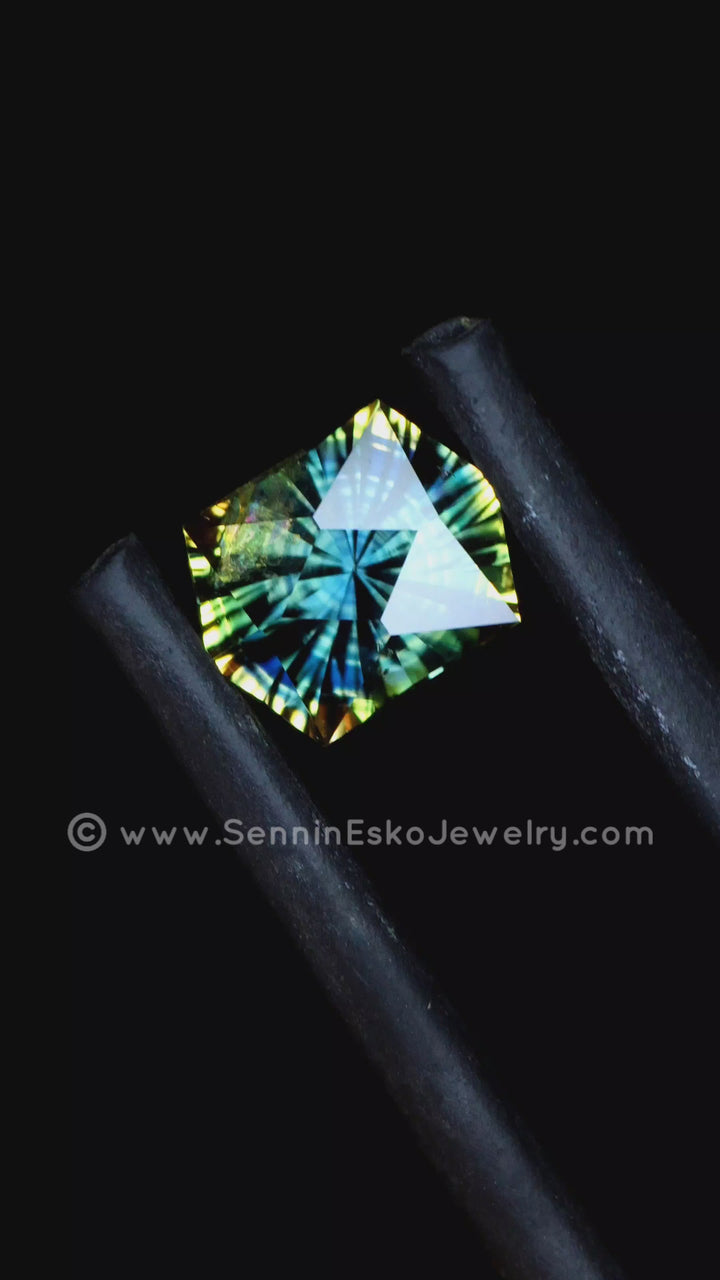 1.1 Carat Blue/Yellow Sapphire Hexagon -  6.9x5.3mm - Galaxy Cut