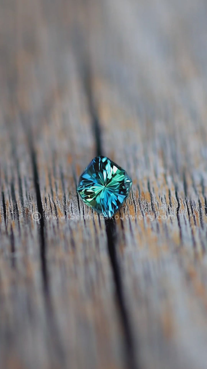 1.2 Carat Blue/Green Parti Sapphire Do-Decagon  -  7.2x6.5mm - Esko Universe Cut ™